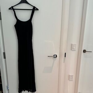 Aqua Black Maxi Crocheted Dress